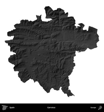 Boğulma. İspanya 'nın idari bölgesi gri ölçekli yükseklik haritasında beyaza izole edildi