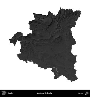 Merindad de Estella 'da. İspanya 'nın idari bölgesi gri ölçekli yükseklik haritasında beyaza izole edildi