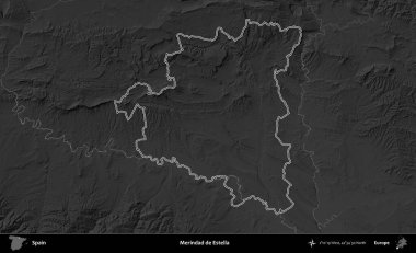 Merindad de Estella 'da. İspanya 'nın idari bölgesi gri ölçekli yükseklik haritasında belirtilmiştir