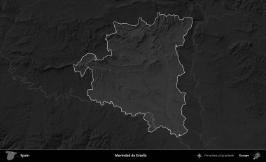 Merindad de Estella 'da. İspanya 'nın idari alanı belirtilmiş ve koyu gri tonlu yükseklik haritasına göre özetlenmiştir