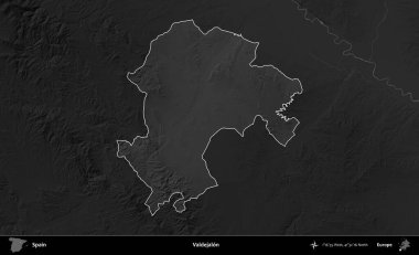 Valdejalon. İspanya 'nın idari alanı belirtilmiş ve koyu gri tonlu yükseklik haritasına göre özetlenmiştir