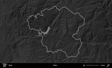 Viana. İspanya 'nın idari bölgesi gri ölçekli yükseklik haritasında belirtilmiştir
