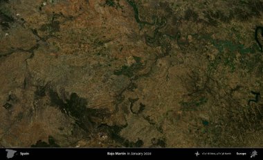 Bajo Martin. Ocak 2020 'de çekilen Global Mozaik Sentinel-2 karolarından oluşan bir uydu görüntüsü üzerine İspanya' nın idari bölgesi