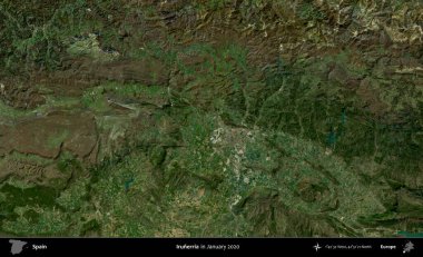 Irunerria. Ocak 2020 'de çekilen Global Mozaik Sentinel-2 karolarından oluşan bir uydu görüntüsü üzerine İspanya' nın idari bölgesi