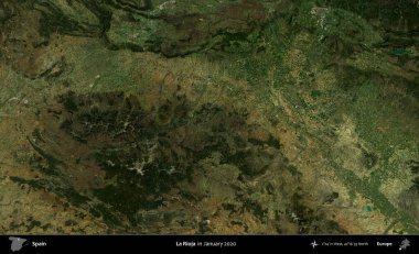 La Rioja. Ocak 2020 'de çekilen Global Mozaik Sentinel-2 karolarından oluşan bir uydu görüntüsü üzerine İspanya' nın idari bölgesi