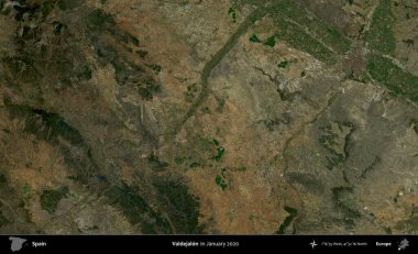 Valdejalon. Ocak 2020 'de çekilen Global Mozaik Sentinel-2 karolarından oluşan bir uydu görüntüsü üzerine İspanya' nın idari bölgesi