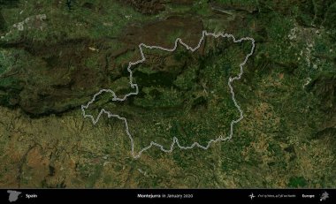 Montejurra 'da. İspanya 'nın idari alanı, Ocak 2020' de çekilen Global Mozaik Sentinel-2 karolarından oluşan bir uydu görüntüsü üzerinde özetlenmiştir.