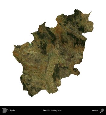 Jiloca. İspanya 'nın idari bölgesi, Ocak 2020' de çekilen Global Mozaik Sentinel-2 karolarından oluşan bir uydu görüntüsü üzerinde beyaza izole edildi.