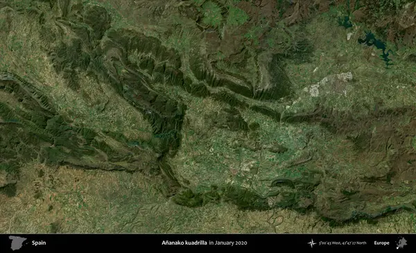 Ananako kuadrilla. Ocak 2020 'de çekilen Global Mozaik Sentinel-2 karolarından oluşan bir uydu görüntüsü üzerine İspanya' nın idari bölgesi