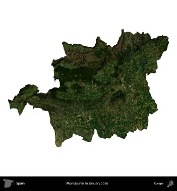Montejurra 'da. İspanya 'nın idari bölgesi, Ocak 2020' de çekilen Global Mozaik Sentinel-2 karolarından oluşan bir uydu görüntüsü üzerinde beyaza izole edildi.