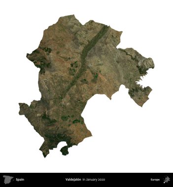 Valdejalon. İspanya 'nın idari bölgesi, Ocak 2020' de çekilen Global Mozaik Sentinel-2 karolarından oluşan bir uydu görüntüsü üzerinde beyaza izole edildi.