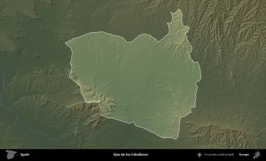 Ejea de los Caballeros. İspanya 'nın idari alanı koyu renkli bir yükseklik haritasına vurgulanmış ve özetlenmiştir