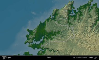 Gelincik. İspanya 'nın idari bölgesi renkli bir yükseklik haritasında özetlenmiştir