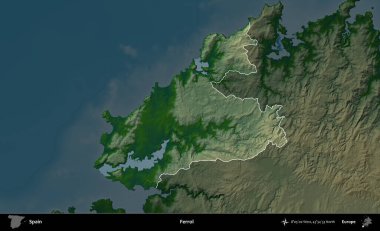 Gelincik. İspanya 'nın idari alanı koyu renkli bir yükseklik haritasına vurgulanmış ve özetlenmiştir