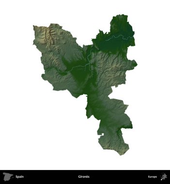 Kızlar. İspanya 'nın idari bölgesi renkli bir yükseklik haritasında beyaza izole edilmiş
