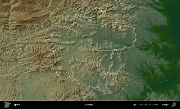 Boğulma. İspanya 'nın idari bölgesi renkli bir yükseklik haritasında özetlenmiştir