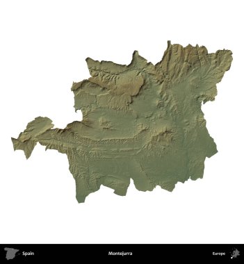 Montejurra 'da. İspanya 'nın idari bölgesi renkli bir yükseklik haritasında beyaza izole edilmiş