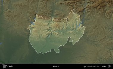 Noguera. İspanya 'nın idari alanı koyu renkli bir yükseklik haritasına vurgulanmış ve özetlenmiştir
