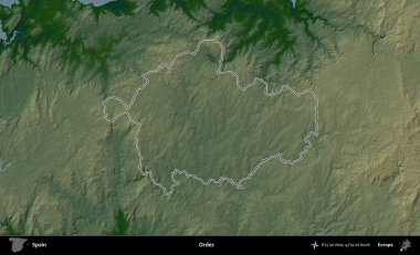 Emirler. İspanya 'nın idari bölgesi renkli bir yükseklik haritasında özetlenmiştir
