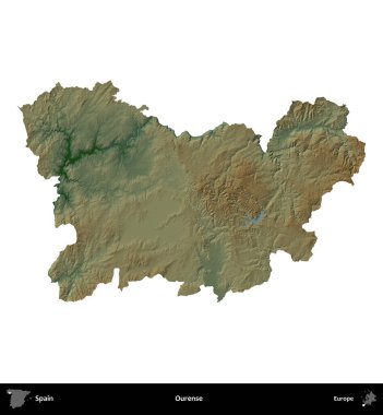 Bizim hakkımız. İspanya 'nın idari bölgesi renkli bir yükseklik haritasında beyaza izole edilmiş