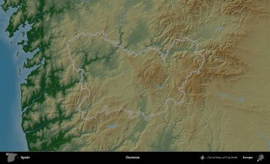 Bizim hakkımız. İspanya 'nın idari bölgesi renkli bir yükseklik haritasında özetlenmiştir