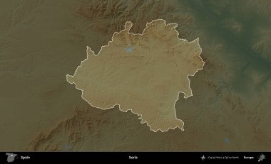 Özür dilerim. İspanya 'nın idari alanı koyu renkli bir yükseklik haritasına vurgulanmış ve özetlenmiştir