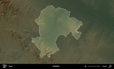 Valdejalon. İspanya 'nın idari alanı koyu renkli bir yükseklik haritasına vurgulanmış ve özetlenmiştir