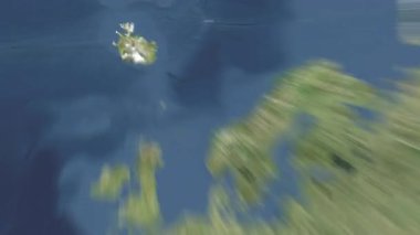 İzlanda 'ya zum yapıyorum. Avrupa haritası canlandırması