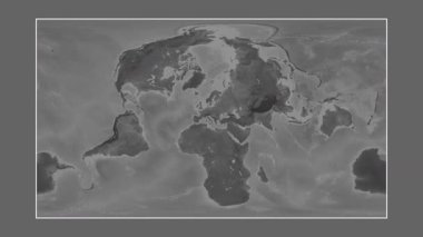 Adriyatik Denizi. Patterson silindirik projeksiyonundaki gri ölçekli yükseklik haritasına yakın plan