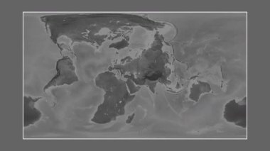 Hazar Denizi. Patterson silindirik projeksiyonundaki gri ölçekli yükseklik haritasına yakın plan