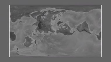 Chukchi Denizi. Patterson silindirik projeksiyonundaki gri ölçekli yükseklik haritasına yakın plan