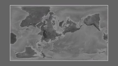 Doğu Sibirya Denizi. Patterson silindirik projeksiyonundaki gri ölçekli yükseklik haritasına yakın plan