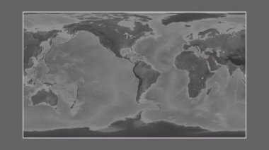 Grau Denizi. Patterson silindirik projeksiyonundaki gri ölçekli yükseklik haritasına yakın plan
