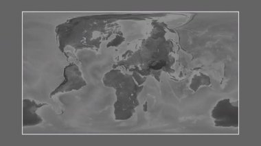 Levantine Denizi. Patterson silindirik projeksiyonundaki gri ölçekli yükseklik haritasına yakın plan