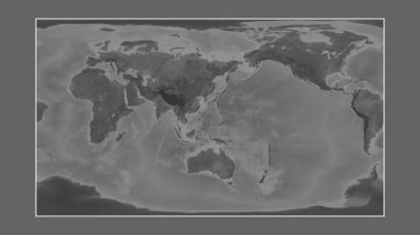 Filipin Denizi. Patterson silindirik projeksiyonundaki gri ölçekli yükseklik haritasına yakın plan
