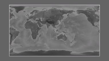 Singapur Boğazı. Patterson silindirik projeksiyonundaki gri ölçekli yükseklik haritasına yakın plan