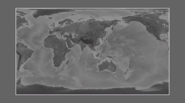 Tayland Körfezi. Patterson silindirik projeksiyonundaki gri ölçekli yükseklik haritasına yakın plan