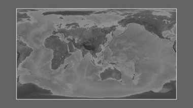 Tonkin Körfezi. Patterson silindirik projeksiyonundaki gri ölçekli yükseklik haritasına yakın plan