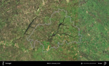 Avis. Portekiz 'in idari alanı, Ocak 2020' de çekilen Global Mozaik Sentinel-2 karolarından oluşan bir uydu görüntüsünde özetlenmiştir.
