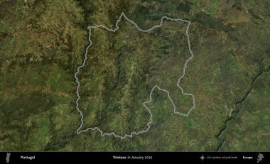 Vimioso. Portekiz 'in idari alanı, Ocak 2020' de çekilen Global Mozaik Sentinel-2 karolarından oluşan bir uydu görüntüsünde özetlenmiştir.