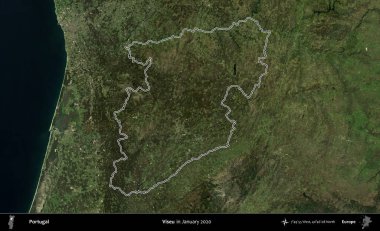 Viseu. Portekiz 'in idari alanı, Ocak 2020' de çekilen Global Mozaik Sentinel-2 karolarından oluşan bir uydu görüntüsünde özetlenmiştir.
