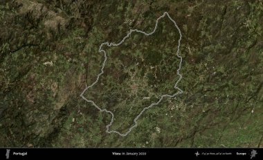 Viseu. Portekiz 'in idari alanı, Ocak 2020' de çekilen Global Mozaik Sentinel-2 karolarından oluşan bir uydu görüntüsünde özetlenmiştir.