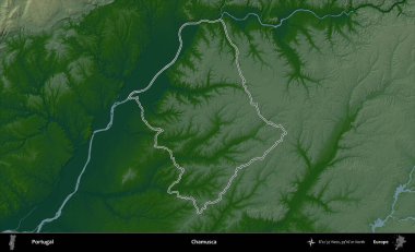 Chamusca. Portekiz 'in idari alanı renkli bir yükseklik haritasında özetlenmiştir