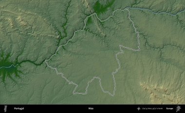 Nisa. Portekiz 'in idari alanı renkli bir yükseklik haritasında özetlenmiştir
