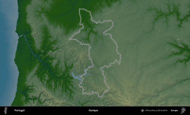 Bizim tarzımız. Portekiz 'in idari alanı renkli bir yükseklik haritasında özetlenmiştir