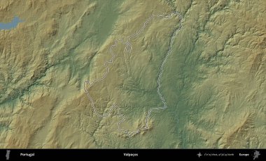 Valpacos. Portekiz 'in idari alanı renkli bir yükseklik haritasında özetlenmiştir
