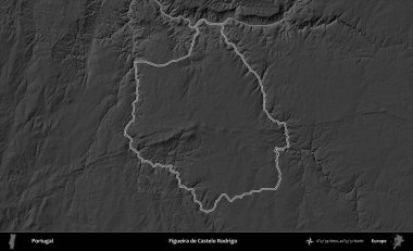 Figueira de Castelo Rodrigo. Portekiz 'in idari alanı bir gri ölçekli yükselme haritasında belirtilmiştir
