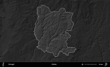 Vinhais. Portekiz 'in idari alanı koyu gri tonlu yükselme haritasına vurgulanmış ve özetlenmiştir