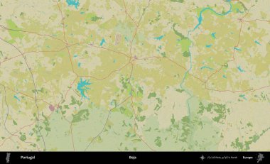 Beja Belediyesi. Portekiz 'in Topografik İnsani Stil Haritasında İdari Alanı