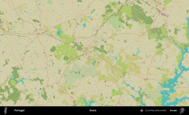 Evora. Portekiz 'in Topografik İnsani Stil Haritasında İdari Alanı